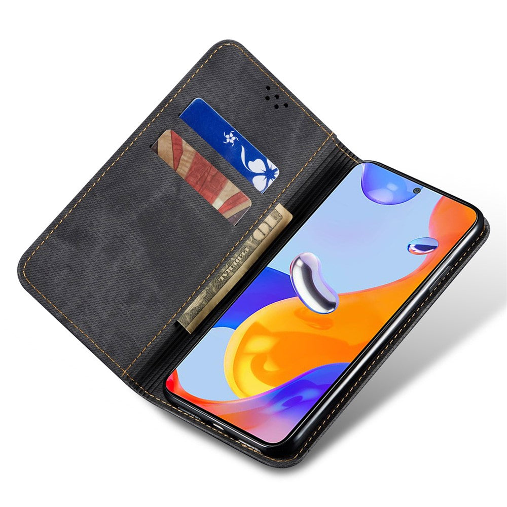 For Honor Magic7 Pro 5G Case Jeans Cloth Texture Anti-Scratch Leather Stand Phone Cover
