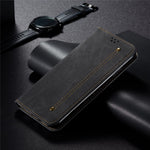 For Honor Magic7 Pro 5G Case Jeans Cloth Texture Anti-Scratch Leather Stand Phone Cover