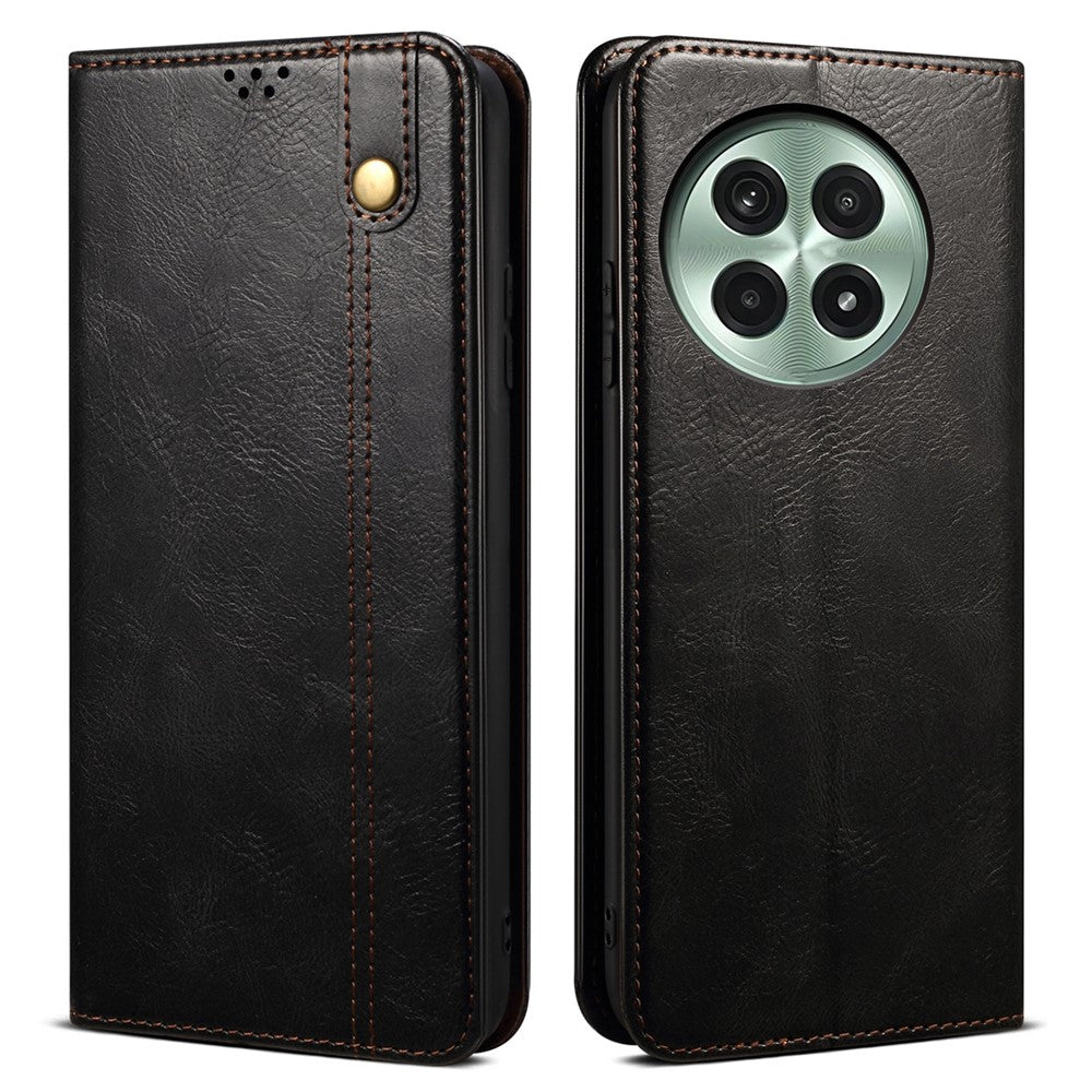 OnePlus 13-skal Crazy Horse Texture Waxy Leather Plånboksfodral med stativ