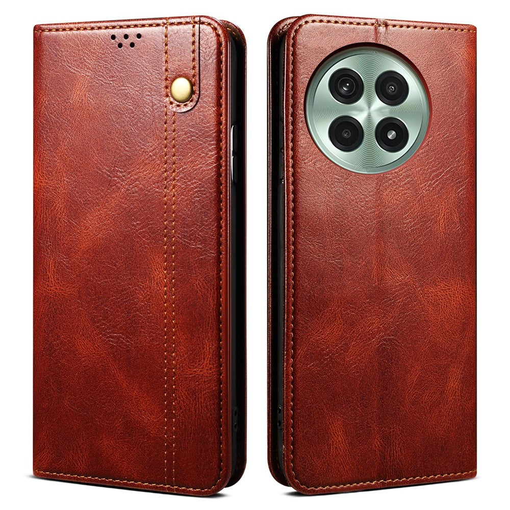 OnePlus 13-skal Crazy Horse Texture Waxy Leather Plånboksfodral med stativ