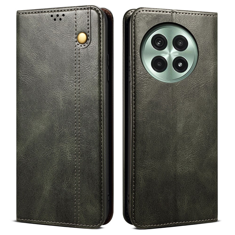 OnePlus 13-skal Crazy Horse Texture Waxy Leather Plånboksfodral med stativ