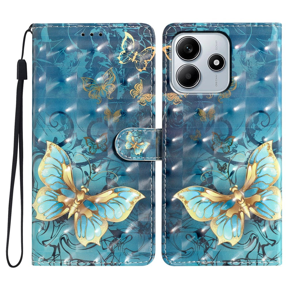 For Xiaomi Redmi Note 14 5G Case PU Leather Wallet Phone Cover 3D Pattern Printing