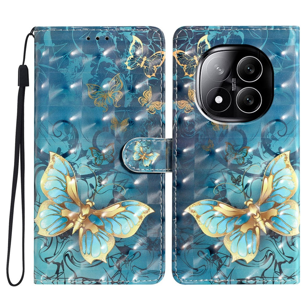 For Xiaomi Redmi Note 14 Pro 5G / Poco X7 5G Case PU Leather Wallet Phone Cover 3D Pattern Printing