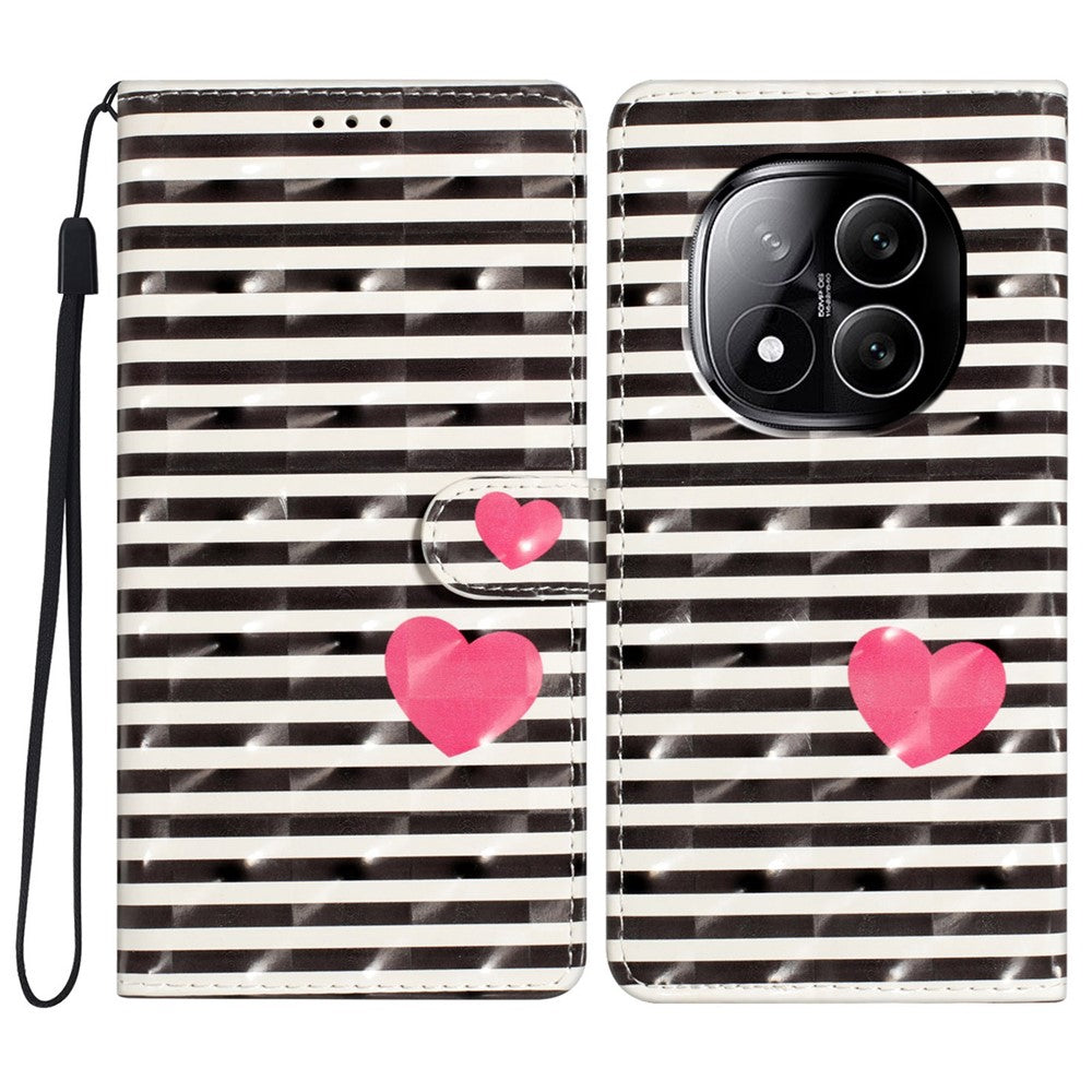 For Xiaomi Redmi Note 14 Pro 5G / Poco X7 5G Case PU Leather Wallet Phone Cover 3D Pattern Printing