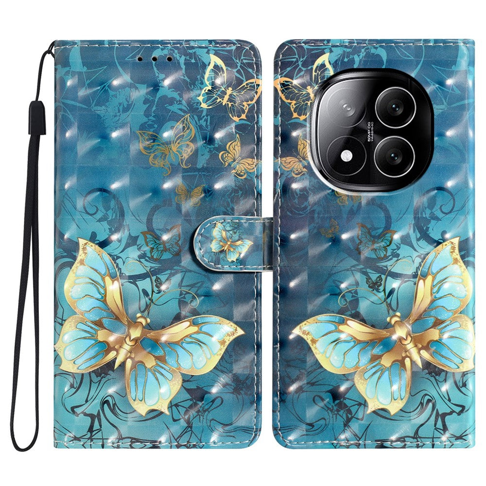 For Xiaomi Redmi Note 14 Pro+ 5G Case PU Leather Wallet Phone Cover 3D Pattern Printing