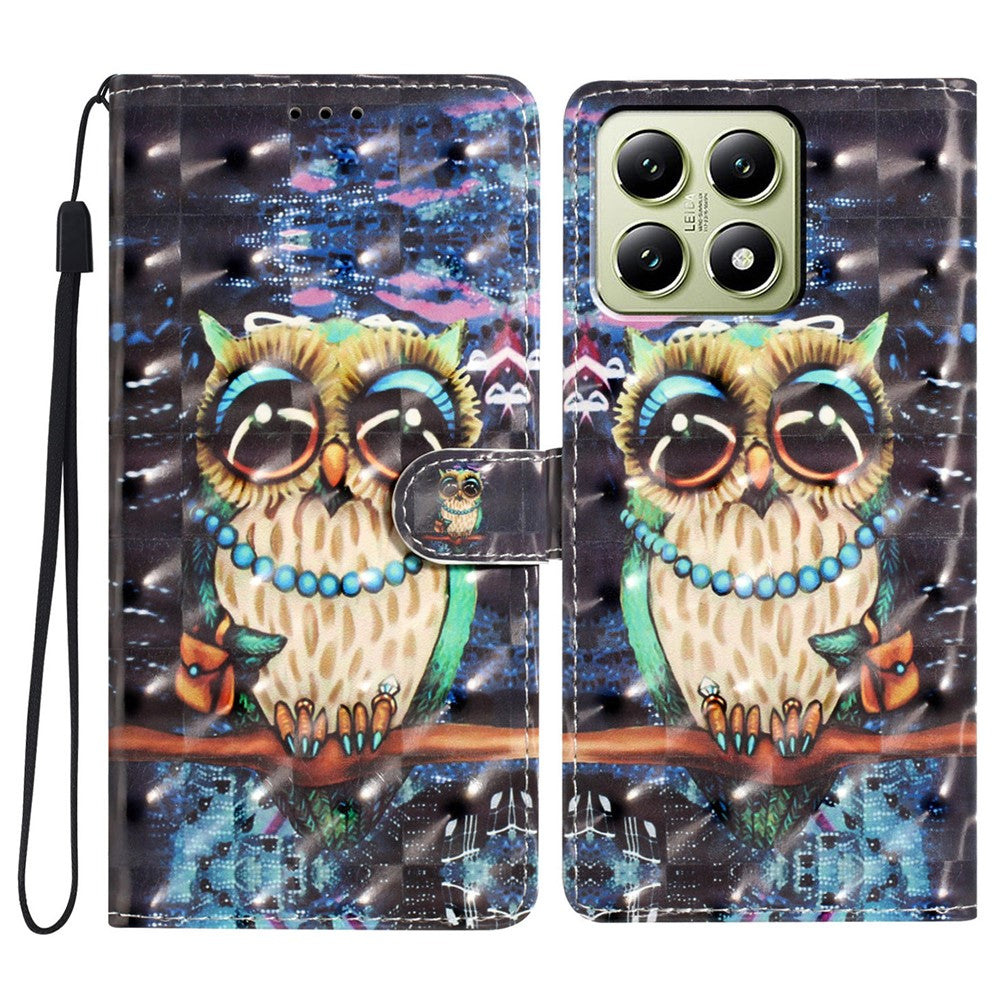 For Xiaomi 14T Case PU Leather Wallet Phone Cover 3D Pattern Printing