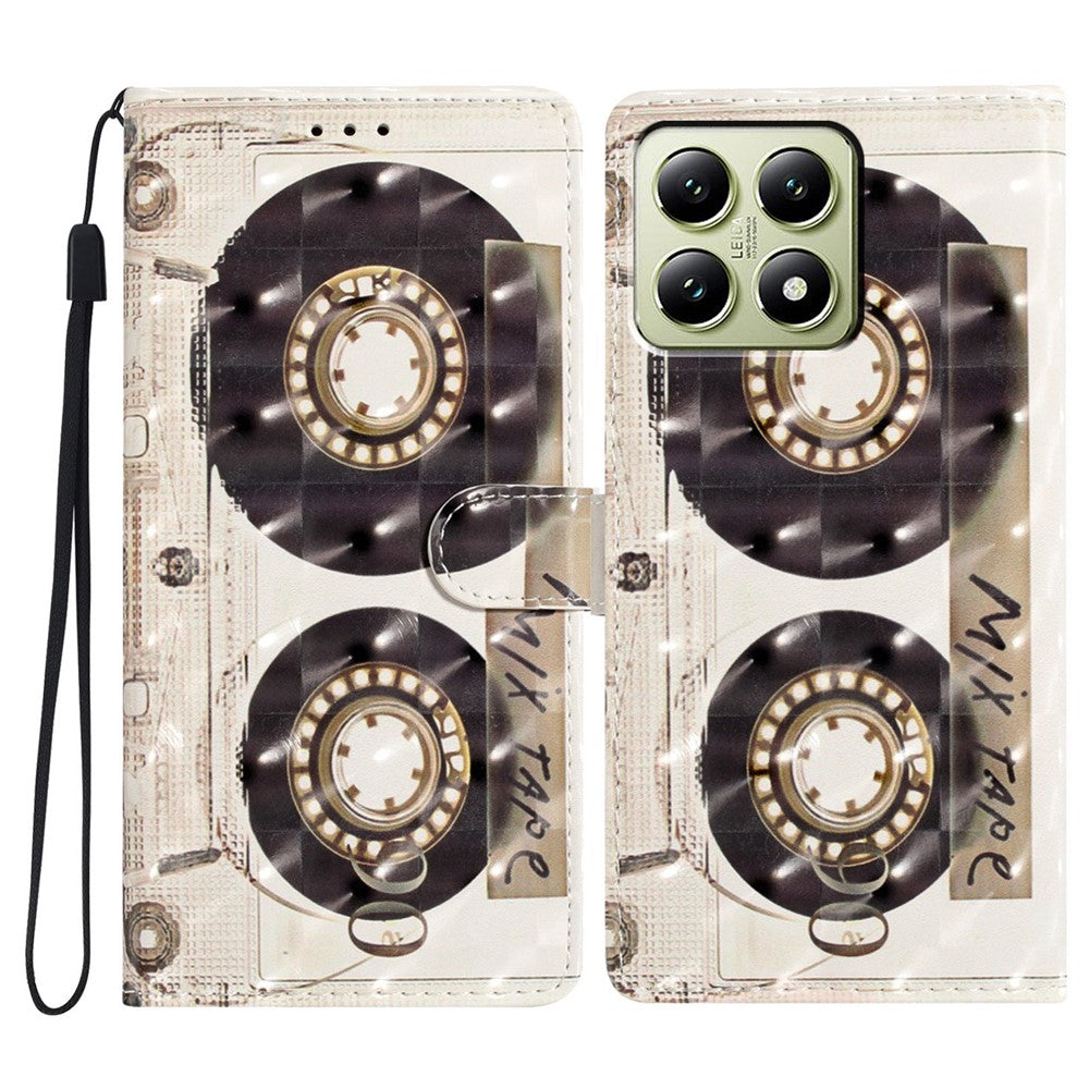 For Xiaomi 14T Case PU Leather Wallet Phone Cover 3D Pattern Printing