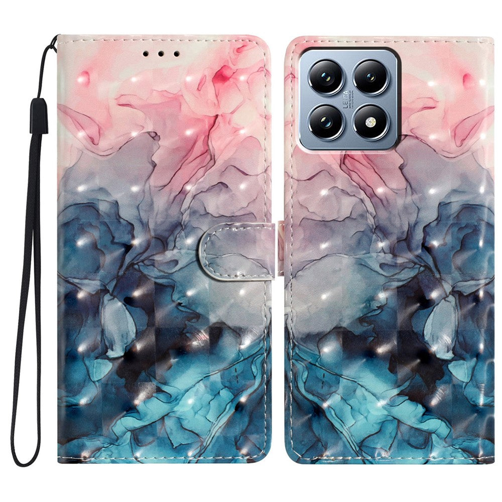 Xiaomi 14T Pro-skal PU-läderplånboksfodral med 3D-mönsterutskrift