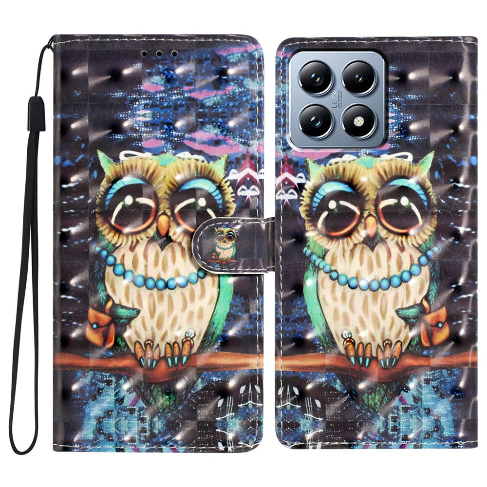 Xiaomi 14T Pro-skal PU-läderplånboksfodral med 3D-mönsterutskrift