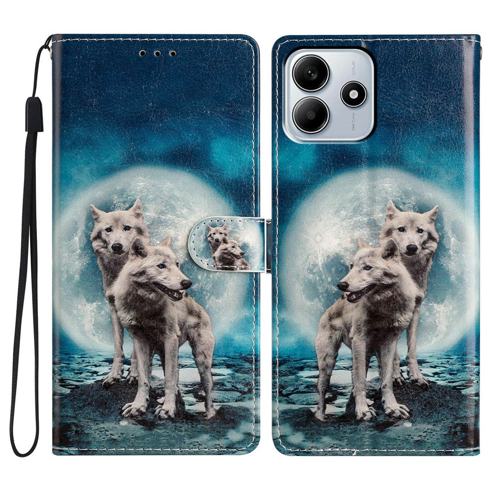 For Xiaomi Redmi Note 14 5G Wallet Case PU Leather Pattern Printing Stand Phone Cover with Strap
