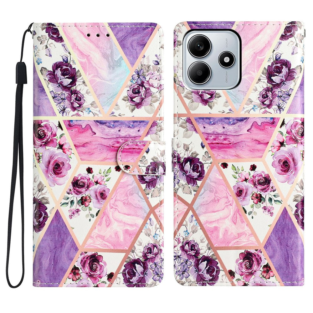 For Xiaomi Redmi Note 14 5G Wallet Case PU Leather Pattern Printing Stand Phone Cover with Strap