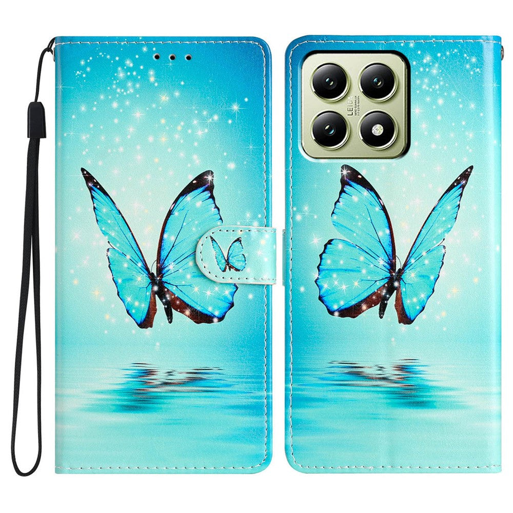 For Xiaomi 14T Wallet Case PU Leather Pattern Printing Stand Phone Cover with Strap