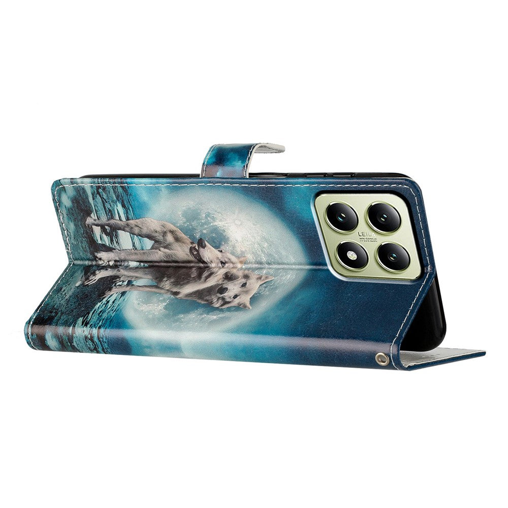 For Xiaomi 14T Wallet Case PU Leather Pattern Printing Stand Phone Cover with Strap