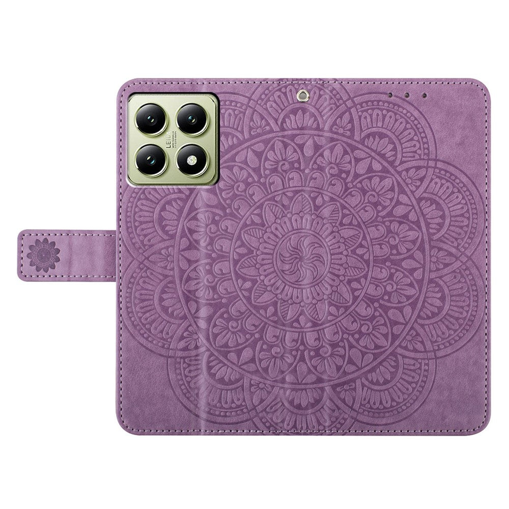 For Xiaomi 14T Pro Leather Case with Card Slots Mandala Pattern Phone Cover Stand