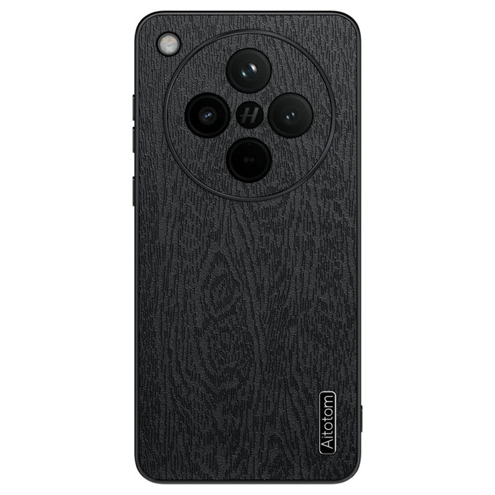 For Oppo Find X8 Pro 5G Case Wood Texture PU Leather Coated PC+TPU Phone Cover