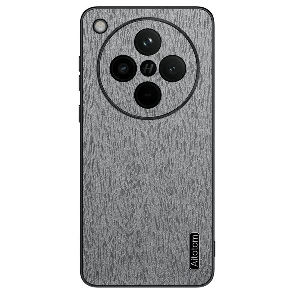 For Oppo Find X8 Pro 5G Case Wood Texture PU Leather Coated PC+TPU Phone Cover