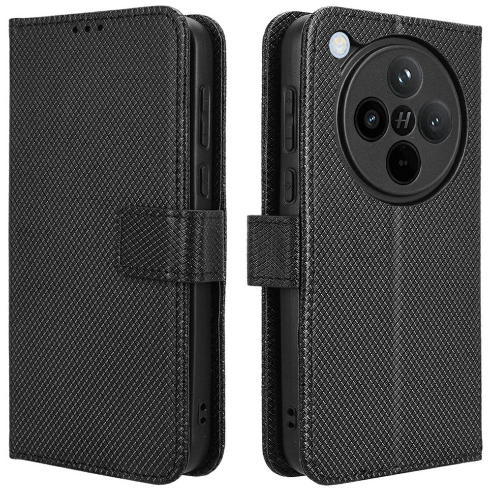 For Oppo Find X8 5G Case PU Leather Diamond Texture Wallet Phone Cover