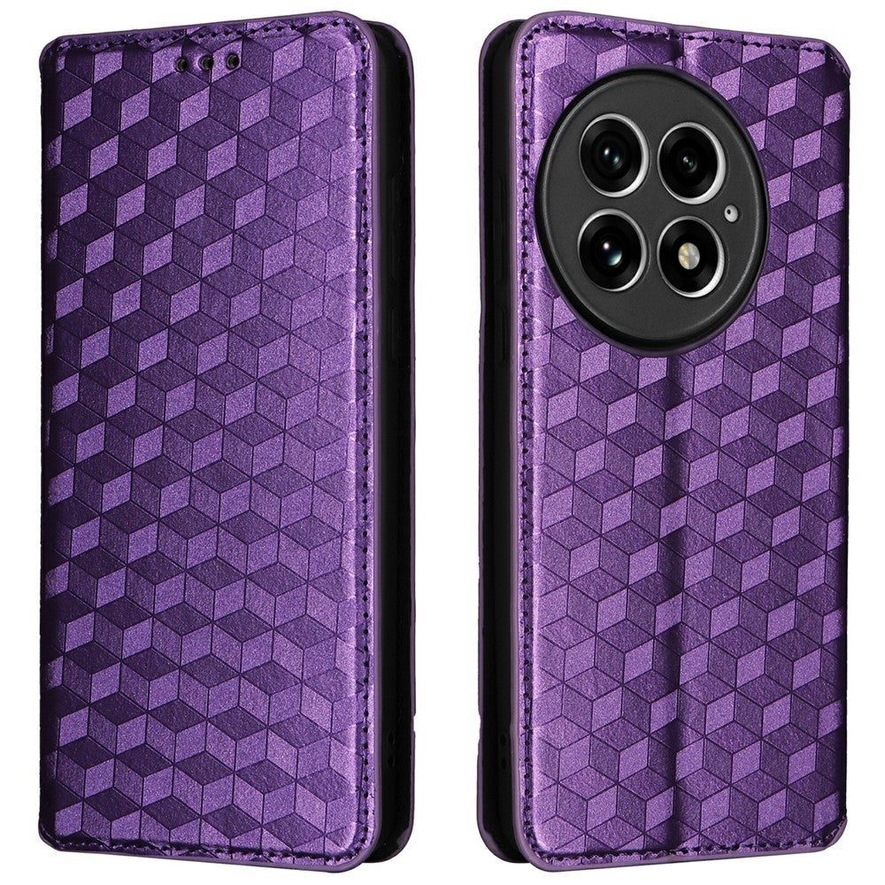 OnePlus 13 Plånboksfodral Rhombus Präglat Lädermobilfodral