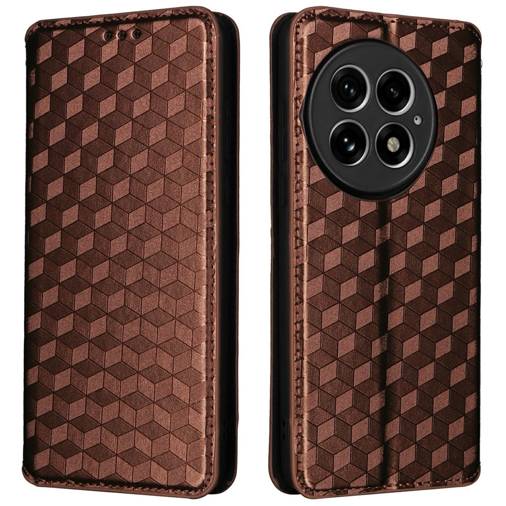 OnePlus 13 Plånboksfodral Rhombus Präglat Lädermobilfodral