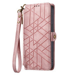 For Xiaomi Redmi Note 14 Pro 5G / Poco X7 5G Case Zipper Wallet Geometry Lines Leather Phone Cover