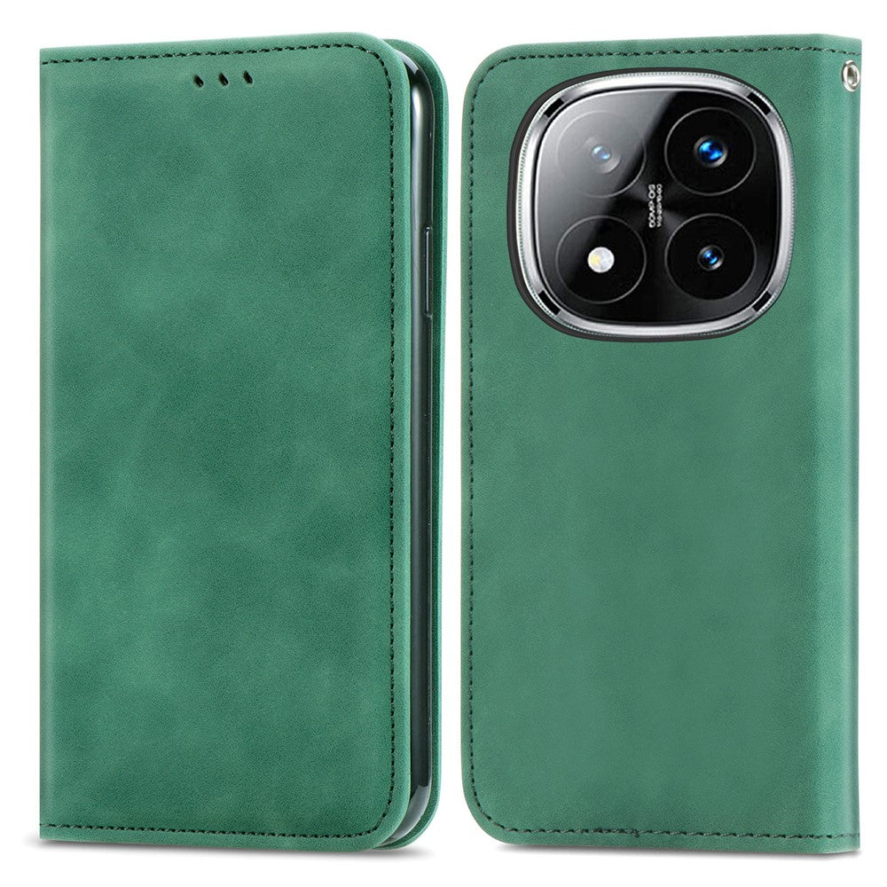 For Xiaomi Redmi Note 14 Pro+ 5G Case Skin Touch Feeling Leather Card Holder Phone Cover Magnetic Absorption