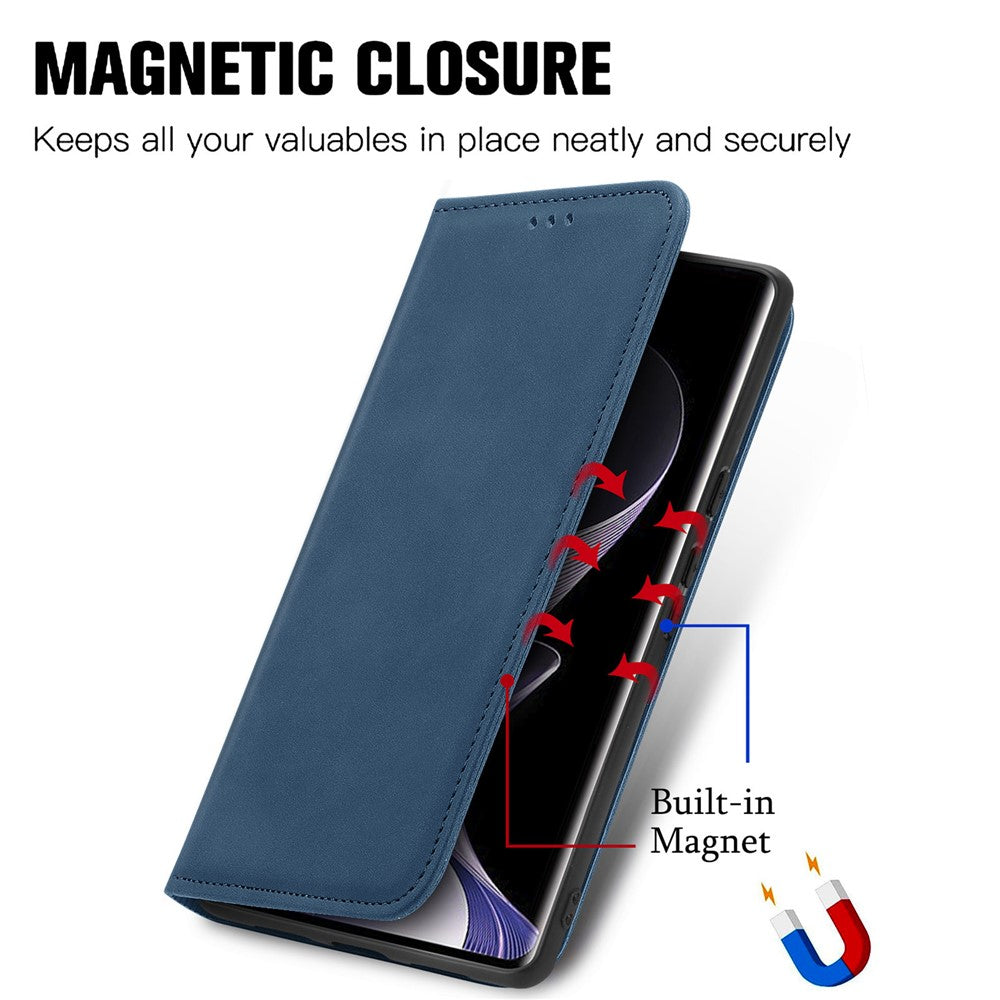 For Xiaomi Redmi Note 14 Pro+ 5G Case Skin Touch Feeling Leather Card Holder Phone Cover Magnetic Absorption