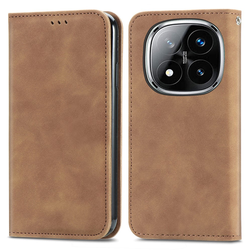 For Xiaomi Redmi Note 14 Pro+ 5G Case Skin Touch Feeling Leather Card Holder Phone Cover Magnetic Absorption