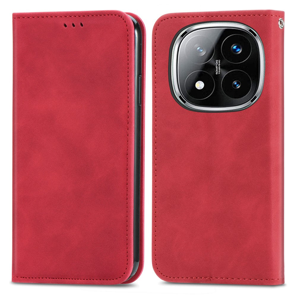 For Xiaomi Redmi Note 14 Pro+ 5G Case Skin Touch Feeling Leather Card Holder Phone Cover Magnetic Absorption