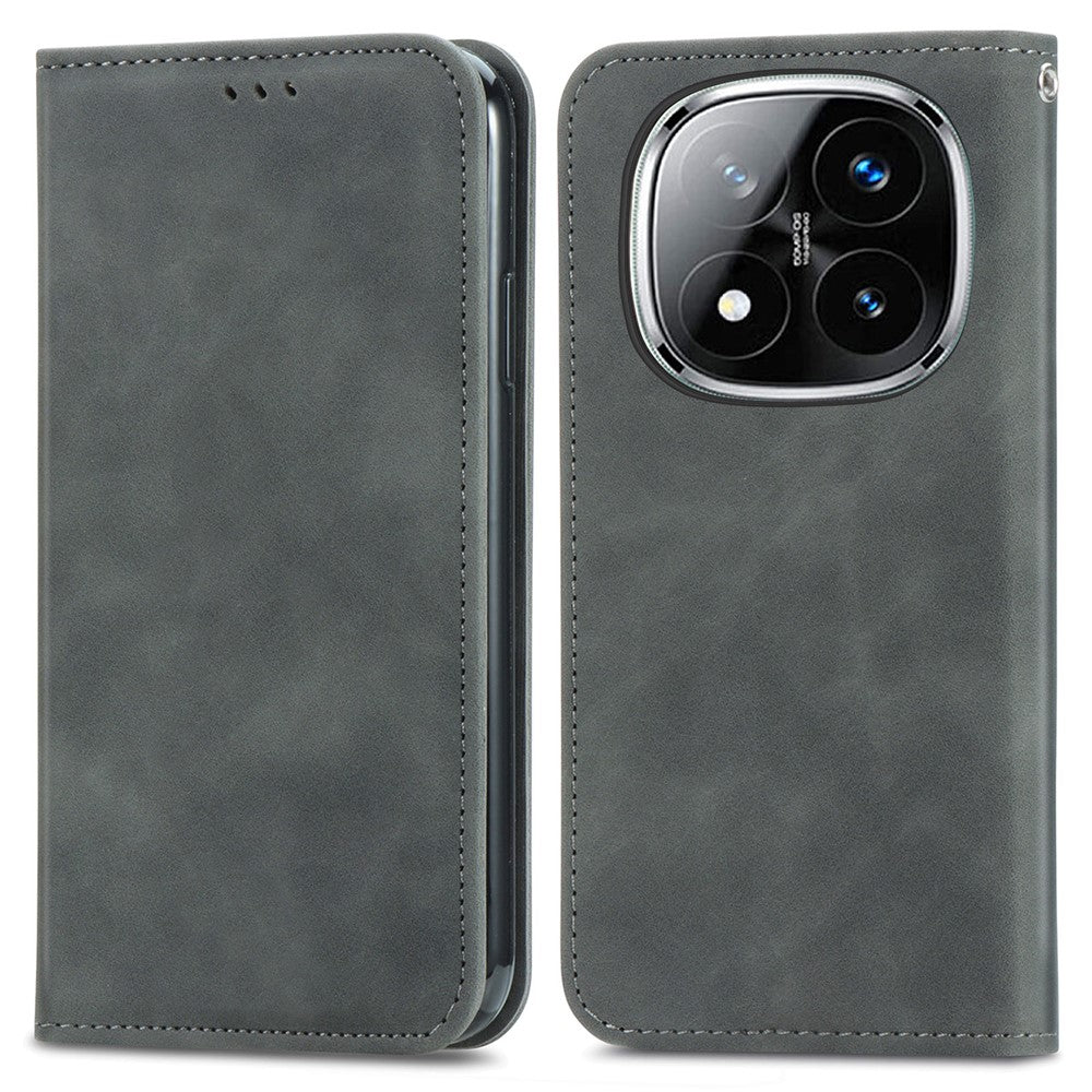 For Xiaomi Redmi Note 14 Pro+ 5G Case Skin Touch Feeling Leather Card Holder Phone Cover Magnetic Absorption
