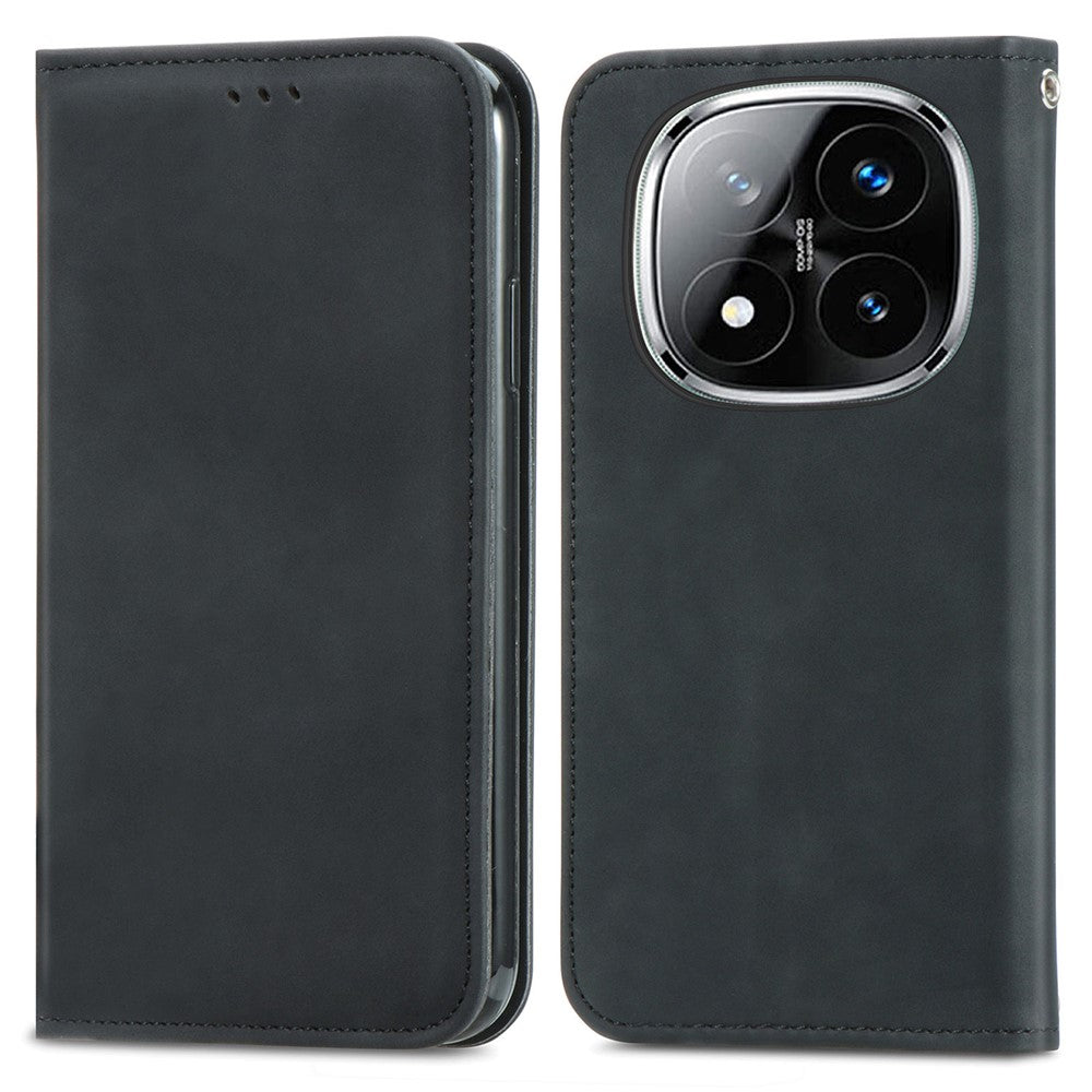 For Xiaomi Redmi Note 14 Pro+ 5G Case Skin Touch Feeling Leather Card Holder Phone Cover Magnetic Absorption