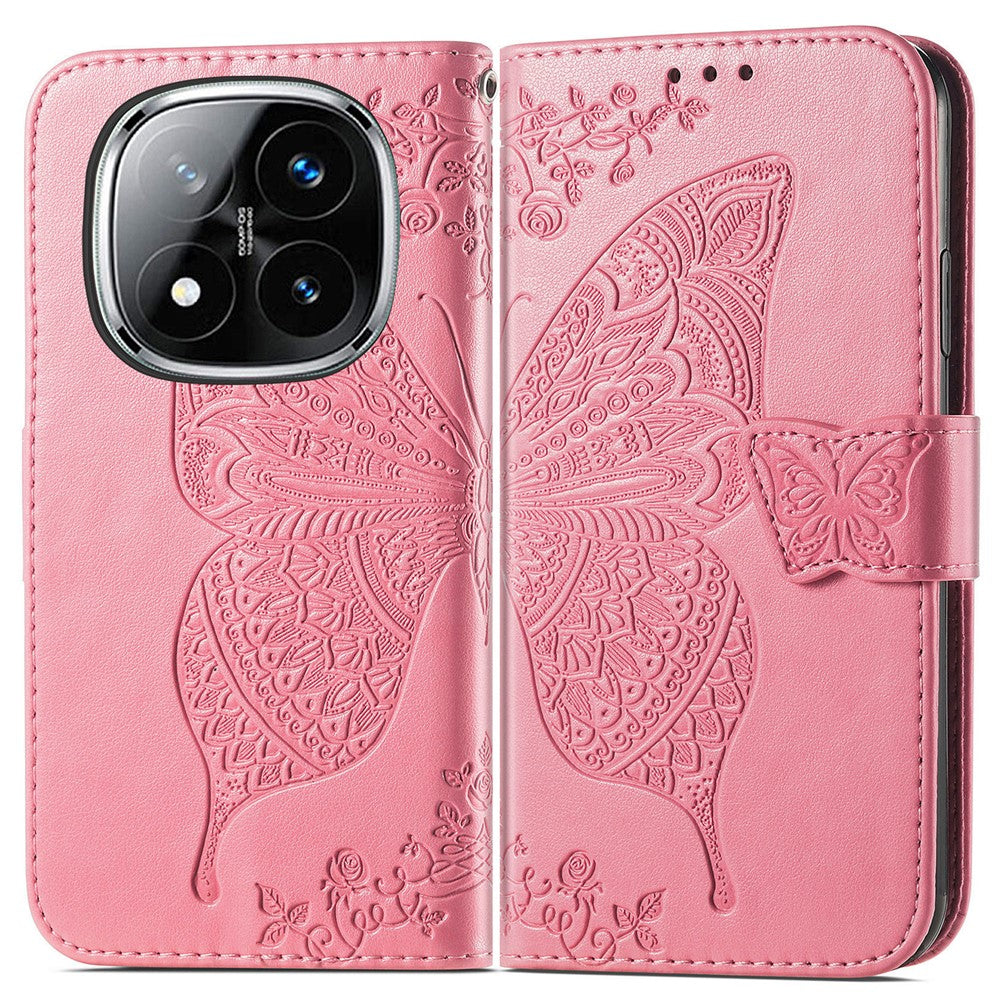 For Xiaomi Redmi Note 14 Pro+ 5G Case PU Leather Wallet Phone Cover Butterfly Pattern