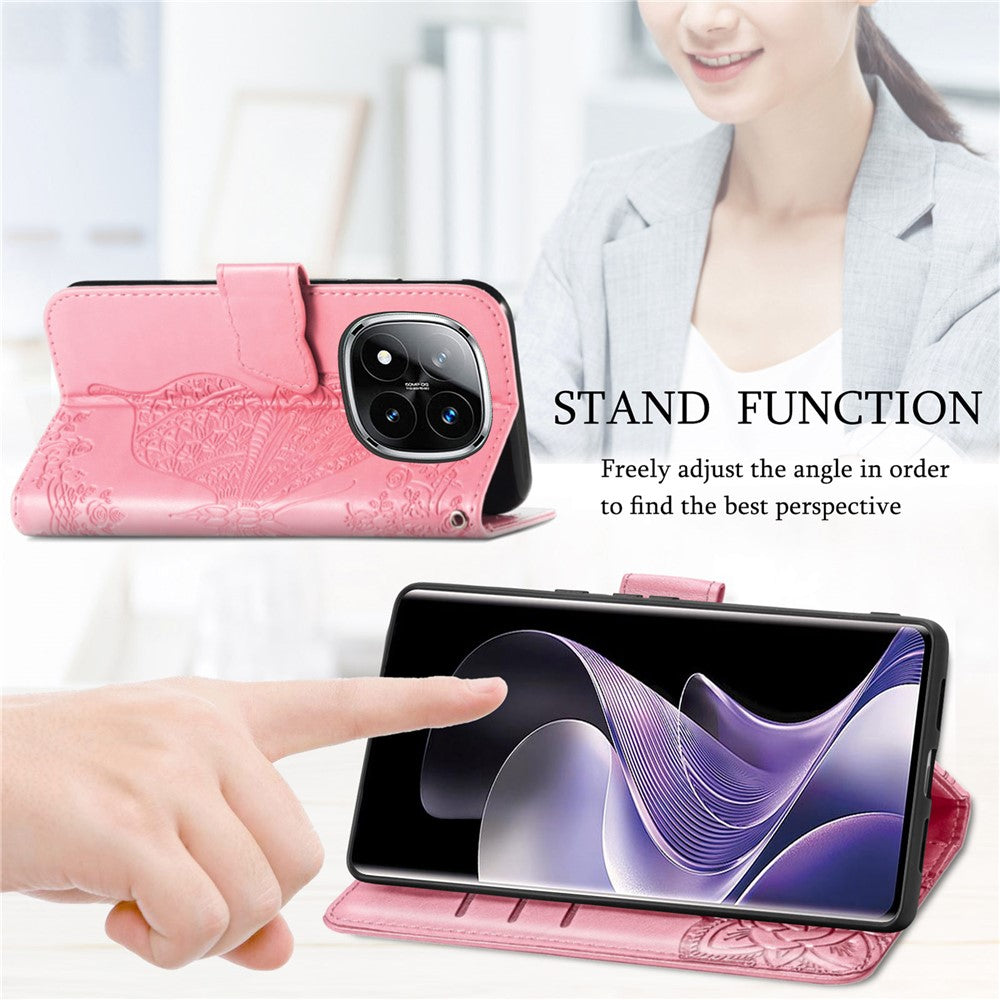 For Xiaomi Redmi Note 14 Pro+ 5G Case PU Leather Wallet Phone Cover Butterfly Pattern