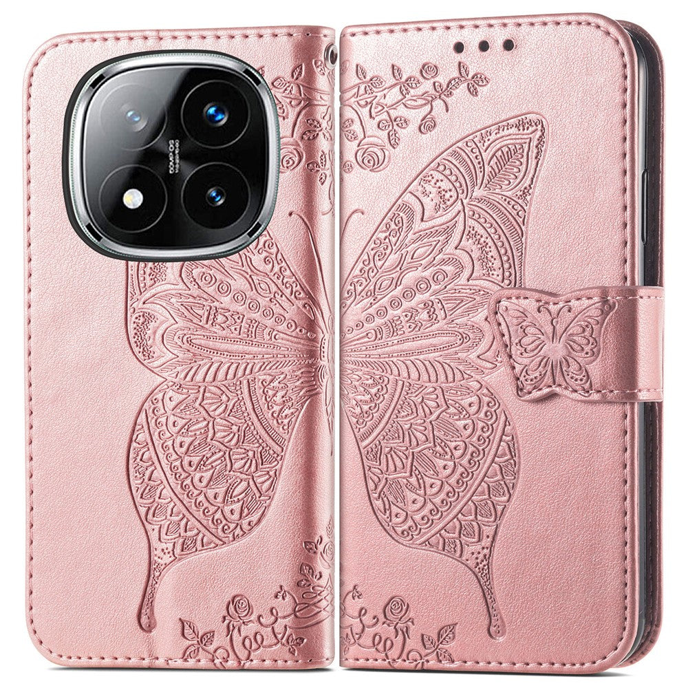 For Xiaomi Redmi Note 14 Pro+ 5G Case PU Leather Wallet Phone Cover Butterfly Pattern