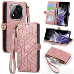 For Xiaomi Redmi Note 14 Pro+ 5G Case Zipper Wallet Geometry Lines Leather Phone Cover