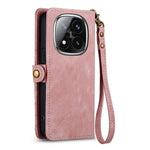 For Xiaomi Redmi Note 14 Pro+ 5G Case Zipper Wallet Geometry Lines Leather Phone Cover