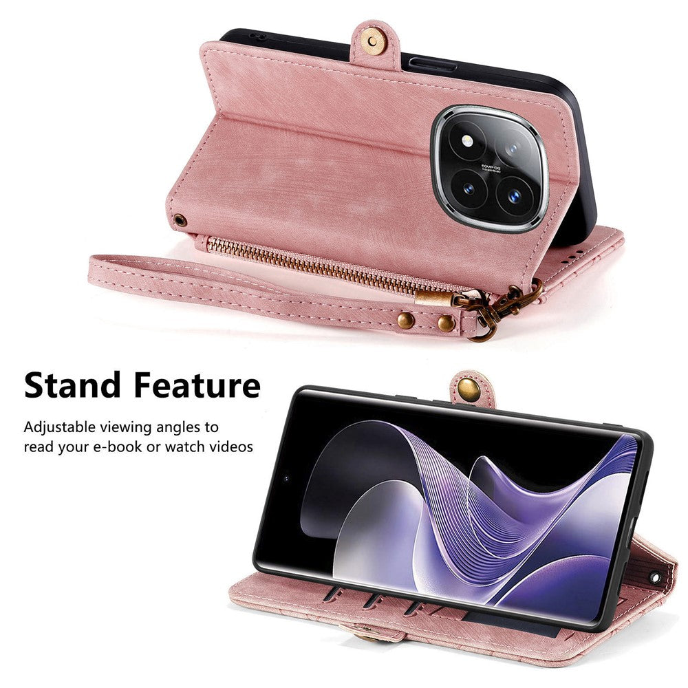 For Xiaomi Redmi Note 14 Pro+ 5G Case Zipper Wallet Geometry Lines Leather Phone Cover