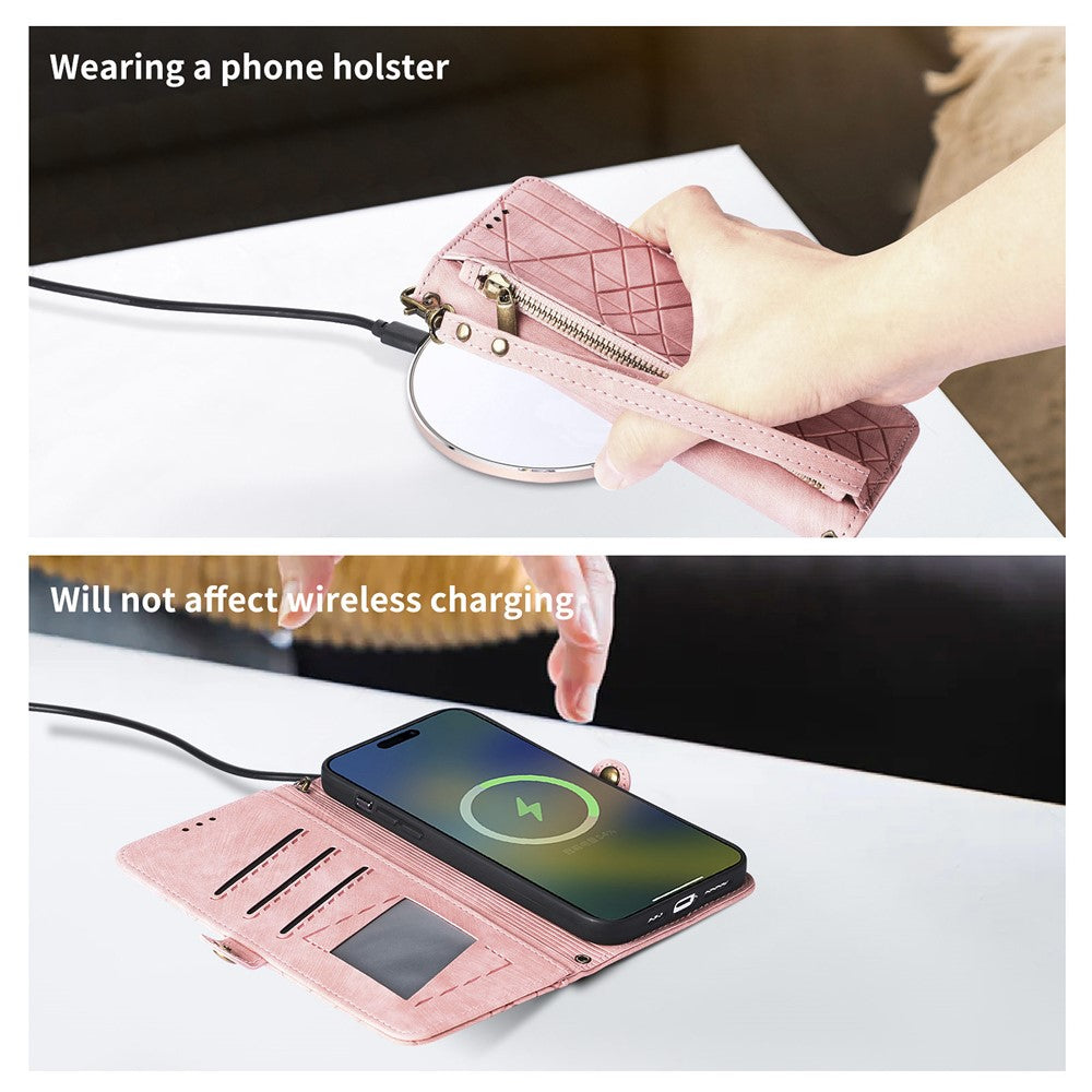 For Xiaomi Redmi Note 14 Pro+ 5G Case Zipper Wallet Geometry Lines Leather Phone Cover