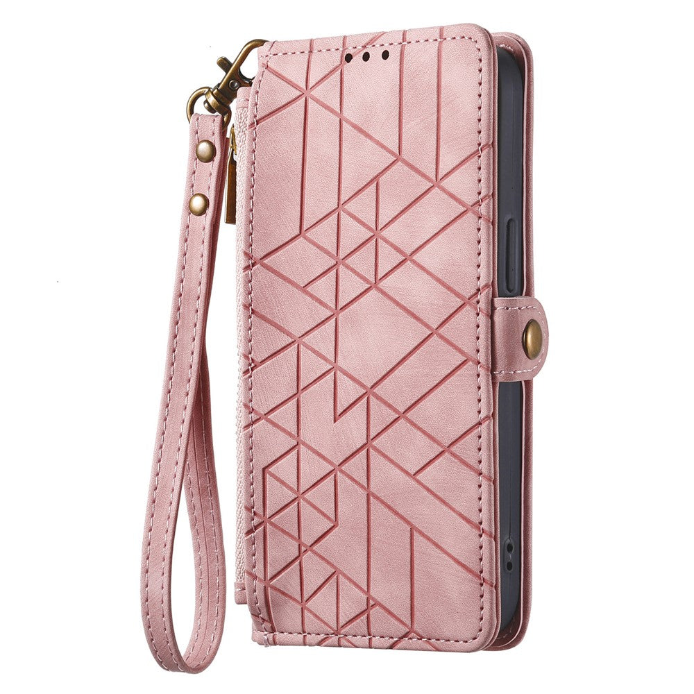 For Xiaomi Redmi Note 14 Pro+ 5G Case Zipper Wallet Geometry Lines Leather Phone Cover