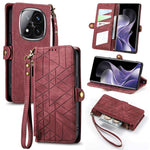 For Xiaomi Redmi Note 14 Pro+ 5G Case Zipper Wallet Geometry Lines Leather Phone Cover