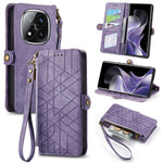 For Xiaomi Redmi Note 14 Pro+ 5G Case Zipper Wallet Geometry Lines Leather Phone Cover