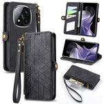 For Xiaomi Redmi Note 14 Pro+ 5G Case Zipper Wallet Geometry Lines Leather Phone Cover