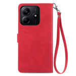 For Xiaomi Redmi Note 14 5G Zipper Wallet Case with Strap Flower Imprint PU Leather Phone Cover