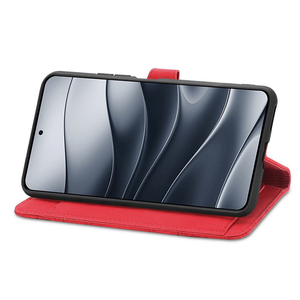 For Xiaomi Redmi Note 14 5G Zipper Wallet Case with Strap Flower Imprint PU Leather Phone Cover