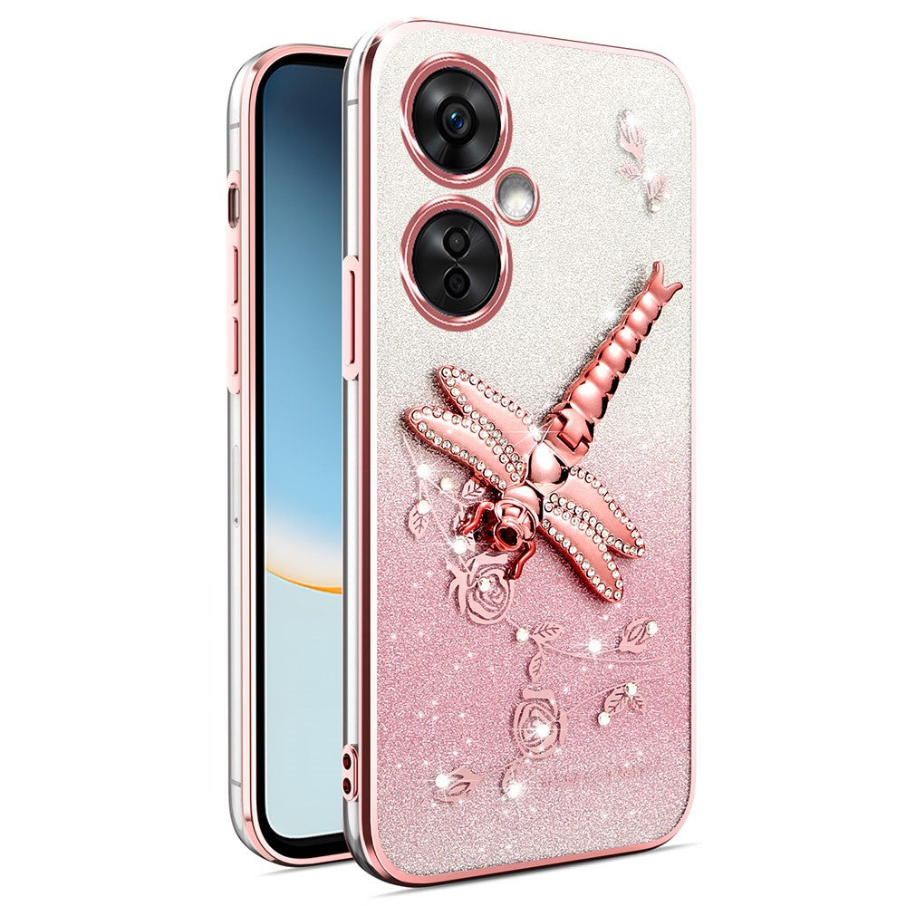 KADEM For OnePlus Nord CE 3 Lite 5G / Nord N30 5G Case Dragonfly Kickstand TPU Flowers Glitter Phone Cover