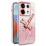 KADEM For Xiaomi Redmi Note 13 Pro 5G Case Dragonfly Kickstand TPU Flowers Glitter Phone Cover