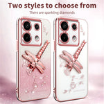 KADEM For Xiaomi Redmi Note 13 Pro 5G Case Dragonfly Kickstand TPU Flowers Glitter Phone Cover