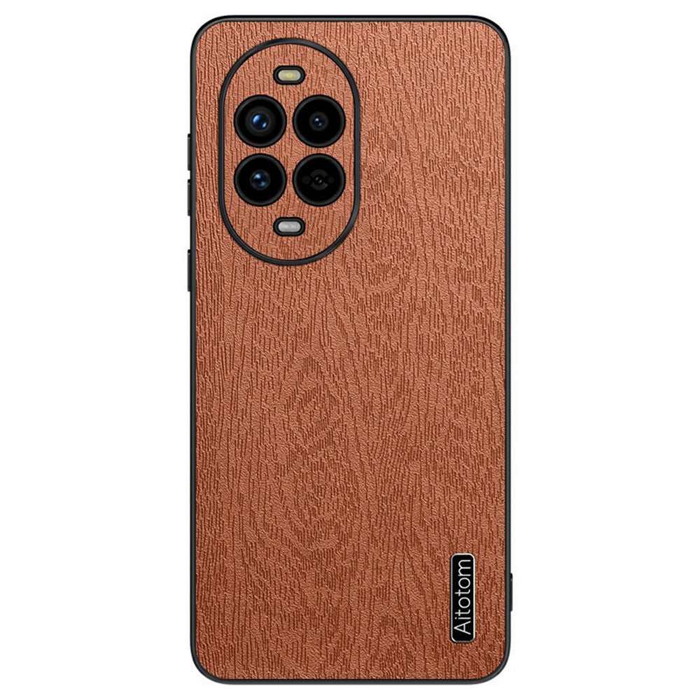 Huawei Nova 13 Pro 5G-skal i trästruktur, PU-läderbelagt PC+TPU-mobilskal