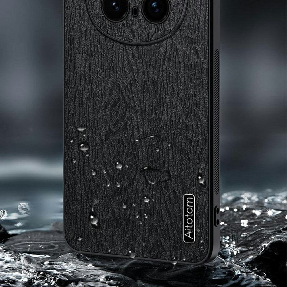 For Honor Magic7 Pro 5G Case Wood Texture PU Leather Coated PC+TPU Phone Cover