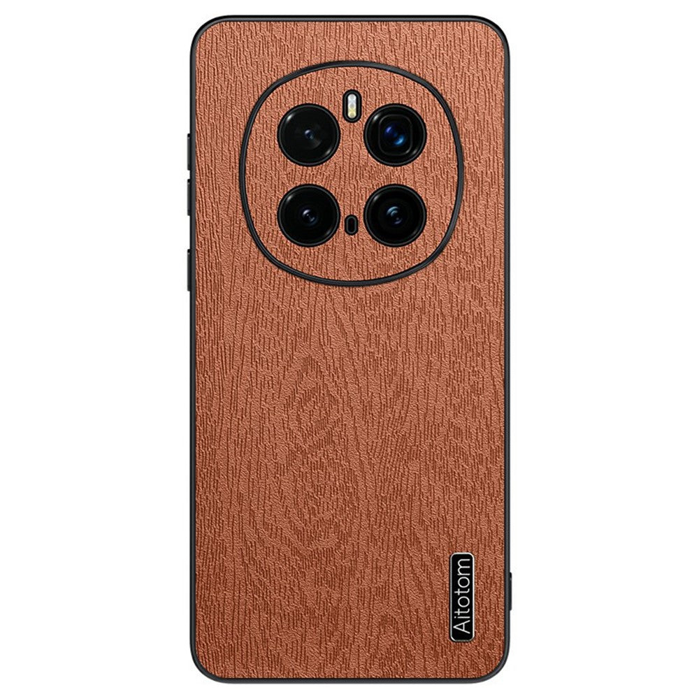 For Honor Magic7 Pro 5G Case Wood Texture PU Leather Coated PC+TPU Phone Cover