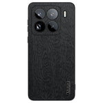For Xiaomi 15 Pro Case Wood Texture PU Leather Coated PC+TPU Phone Cover